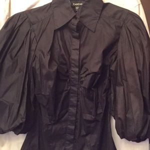 BEBE BLACK PUFFY SLEEVE BLOUSE